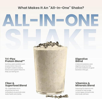 310 Nutrition All-In-One Meal Replacement Shake Powder - Plant-Based Protein Smoothie Blend w/High Fiber, Probiotics & Adaptogens - Low Carb, Vegan, Keto & Paleo Friendly - Cookies N Cream - 28 Srv