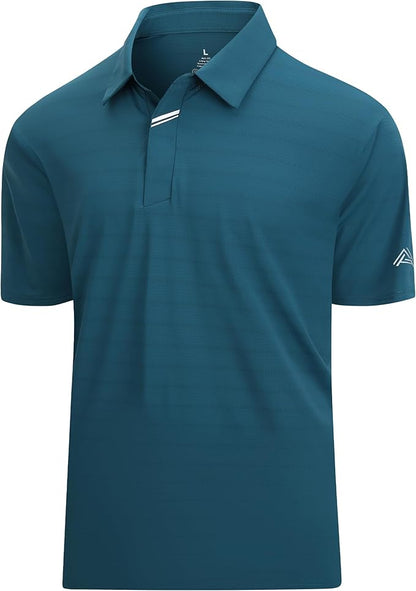 Esabel.C Jacquard Golf Shirts for Men Moisture Wicking Short Sleeve Performance Dry Fit Active Mens Polo Shirts