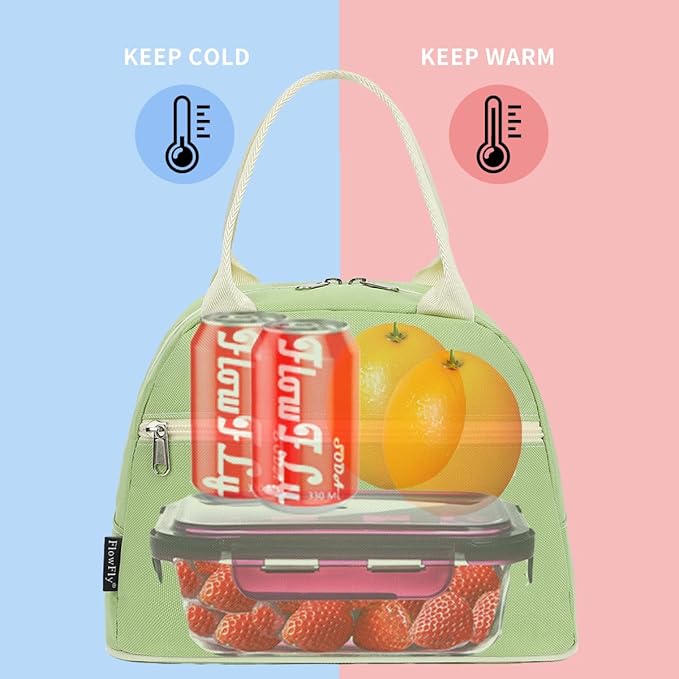 FlowFly Insulated Lunch Cooler Bag - Tote Bag Organizer for Women/Men, Prairie Green