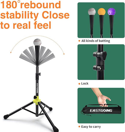 Eastgoing Heavy Duty Baseball and Softball Portable Travel Batting Tee.Adjustable Height|Portable|Collapsible. Baseball Hitting Tee for Any Age Player Practice