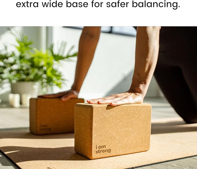 Premium Cork Yoga Blocks - Extra Large Yoga Block 2-Pack or Extra Tall 1-Pack for Inflexible Yogis | Natural, High-Density Cork for Superior Support & Stability | Optional Yoga Strap & Gift Box