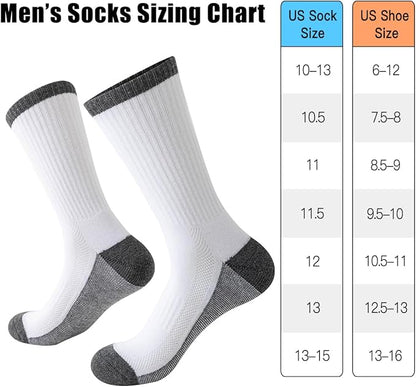 JOYNÉE 8 Pairs Mens Breathable Athletic Crew Socks Arch Support Cushioned Socks for Hiking Sports Running,Sock Size:10-13