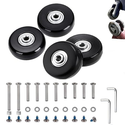 45mm Set of 4 Luggage Suitcase Replacement Wheels for Trolley Case Travel Bags Caster Inline Roller Skating Roller Swivel Rubber Wheels Bearings Repair Kits with Axles 30mm&35mm&60mm