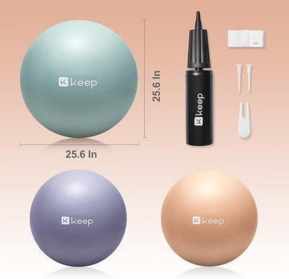 KEEP Pilates Small Exercise Ball Anti-Burst - Thickened Yoga Ball With Pump for Physical Therapy, Fitness, Workout, and Core Strength