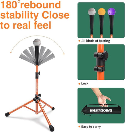 Eastgoing Heavy Duty Baseball and Softball Portable Travel Batting Tee.Adjustable Height|Portable|Collapsible. Baseball Hitting Tee for Any Age Player Practice