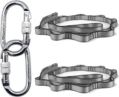 PRIOR FITNESS Yoga Straps Aerial Hammock Accessory Set, 2pcs Daisy Chain + 2pcs Carabiner, Aerial Silk Hardware with Daisy Chain Carabiner for Yoga Swing Pilates