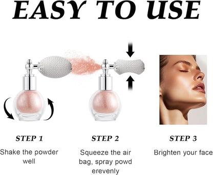 Hair and Body Glitter Spray, Holographic Glitter Highlighter Powder, Face Body Clothes Shiny Glitter, Loose Shimmer Hairspray Festival Rave Prom Accessories (Champagne)