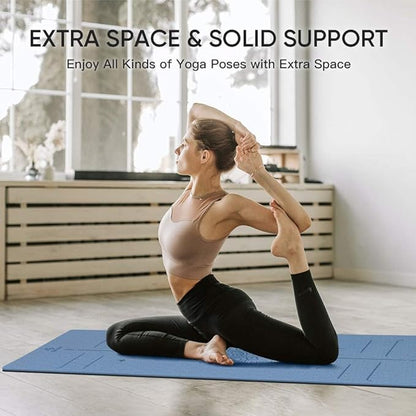 Yoga Mat Non Slip TPE Extra Wide Yoga Mat with Alignment Mark, 72"L x 32"W x 0.32"/0.24"Th (183cm x 81cm x 8mm/6mm), Anti-Tear Exercise Mat with Carrying Strap and Bag, Workout Mats for Yoga, Pilates