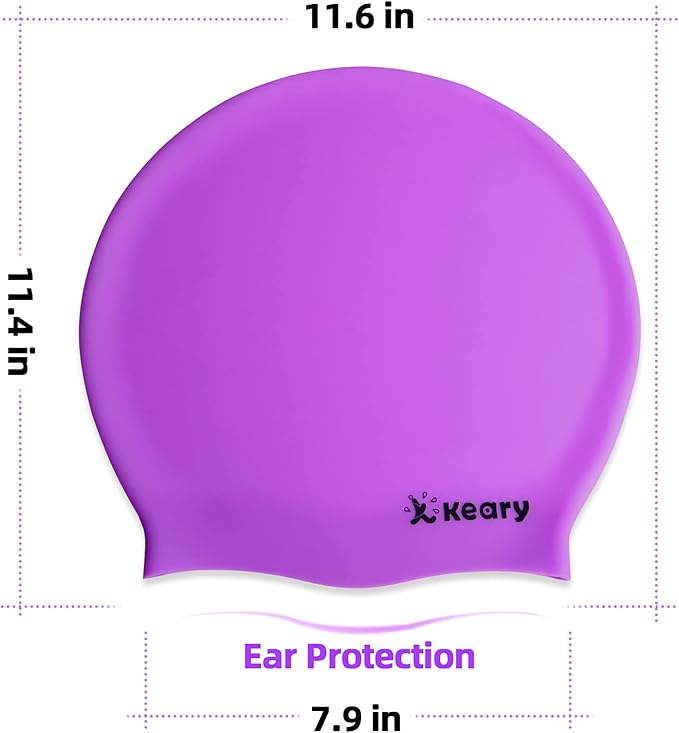 Keary Extra Large Swim Cap for Braids and Dreadlocks Extensions Weaves Long Hair, Waterproof Silicone Cover Ear Bath Pool Shower Swimming Cap for Adult Youth to Keep Hair Dry, Easy to Put On and Off