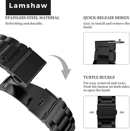 Compatible for Onaneag Smart Watch Band, 22mm Quick Release Stainless Steel Metal Replacement Straps Compatible for Onaneag P110, Ddidbi, Paukila P114, Nihemin 1.96 Watch, Haulvean JX629 Watch