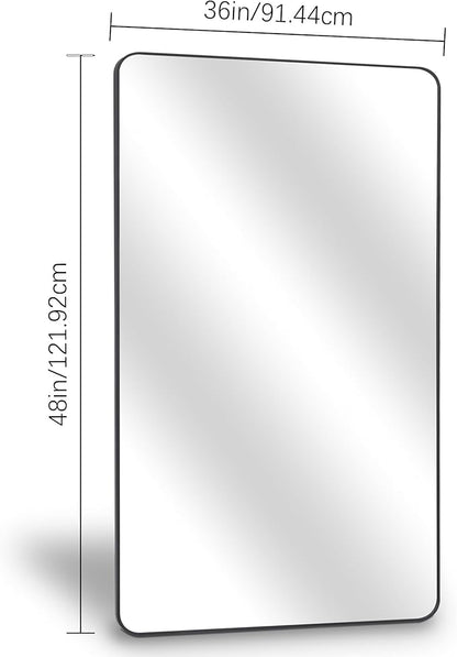 36" x 48"Bathroom Mirror, Matte Black Wall Mirror with Metal Frame, Decorative Rectangular Vanity Mirror for Bedroom Bathroom Living Room Entryway (Horizontal/Vertical)