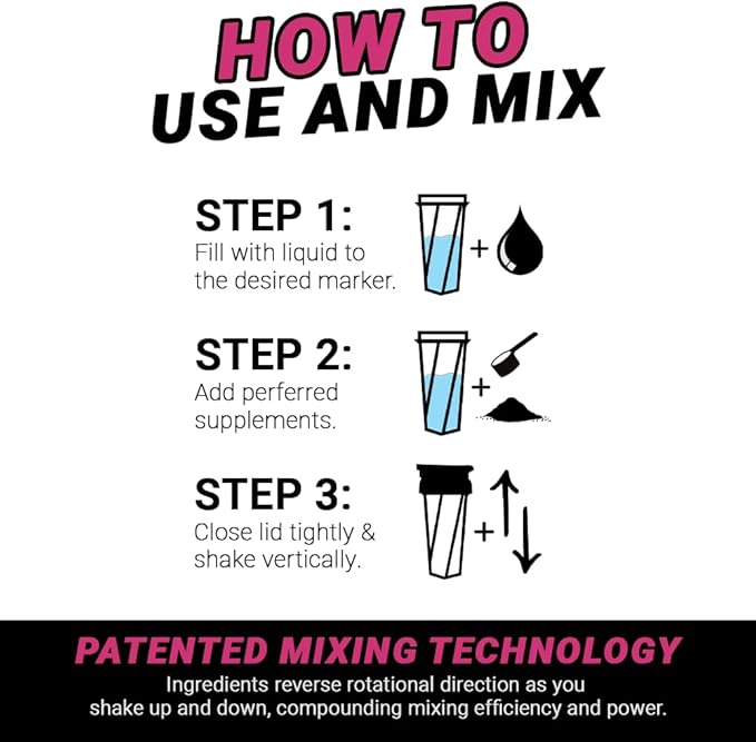 HELIMIX 1.5 Vortex Blender Shaker Bottle Holds Upto 20oz | No Blending Ball or Whisk | USA Made | Portable Pre Workout Whey Protein Drink Shaker Cup | Mixes Cocktails Smoothies Shakes | Top Rack Safe