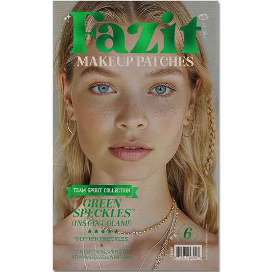 Fazit Makeup Patches - Face Makeup Patches - Beauty Face Makeup - Green Speckles - Waterproof Green Speckles - Temporary Face Green Speckles for Women - 6 Count