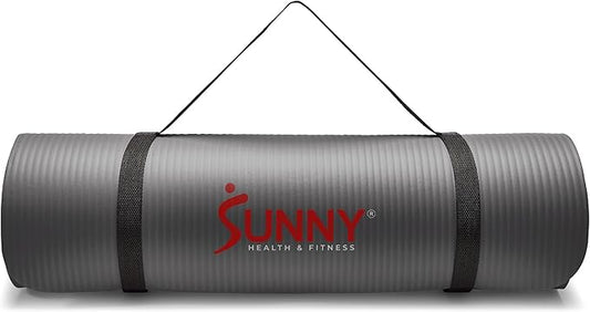 Sunny Health & Fitness Non-Slip Yoga Mat – Durable, Anti-Tear, Lightweight, Cushioned Support for Yoga, Pilates, Stretching Exercises, Meditation and Floor Workouts | Multiple Sizes & Colors