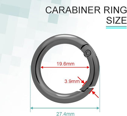 10 Pack 3/4 Inch Trigger Spring O Rings, Metal Round Carabiner Clip Snap Hook, Spring Keyring Buckles for Replacement Purse Strap, Paracord Lanyard Clips, Keychain Rings Hardware DIY Crafts Making