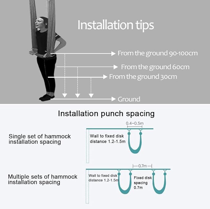 Aerial Yoga Hammock L:5M W:2.8M 5.5 Yards Aerial Pilates Silk Yoga Swing Set with 2000 Ibs Load Include Daisy Chain, Pose Guide