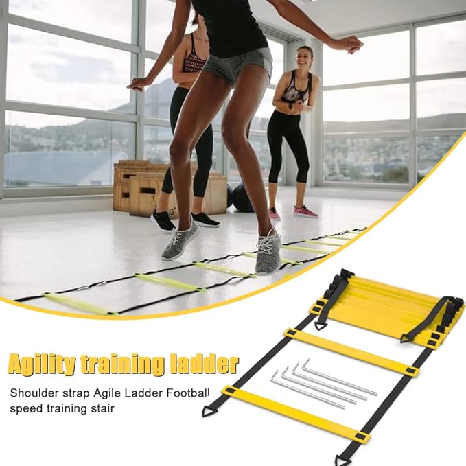 Football Training Equipment | Speed Agility Training Set, Including 1 Agility Ladder, 4 Steel Piles,12 Disc Cones,1 Resistance Umbrella .| for Athletes/Sports Including Football & Basketball