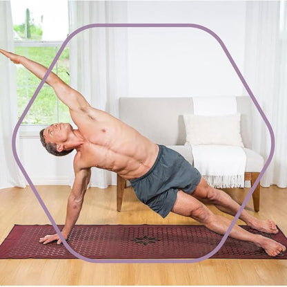 Clever Yoga Non-Slip Hot Yoga Towel – Non-Slip Grip for Hot Yoga, Sweat Absorbent, Honeycomb Silicone Grip, Stays Flat – Ideal for Pilates, Travel, Washable & Lightweight - Burgundy