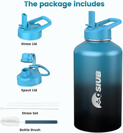 Insulated Water Bottle 32 oz, Triple Wall Vacuum Stainless Steel(Cold for 48 Hrs),Leak Proof & BPA-Free,Simple Modern Water Bottle with Drink-Through Lid & Flip Straw for Sports & Travel, Indigo-Black