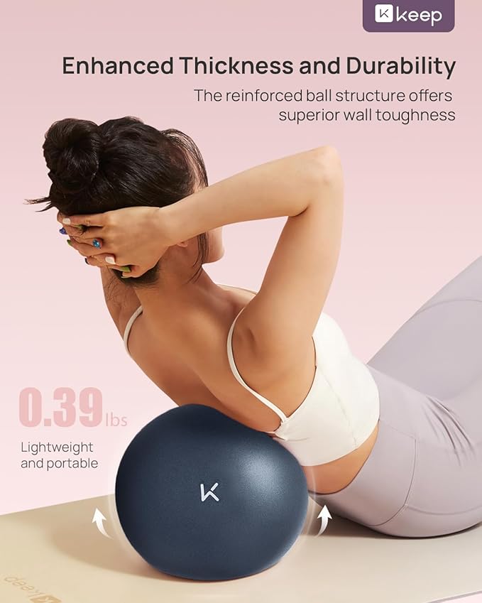 KEEP Pilates Small Exercise Ball Anti-Burst - Thickened Yoga Ball With Pump for Physical Therapy, Fitness, Workout, and Core Strength