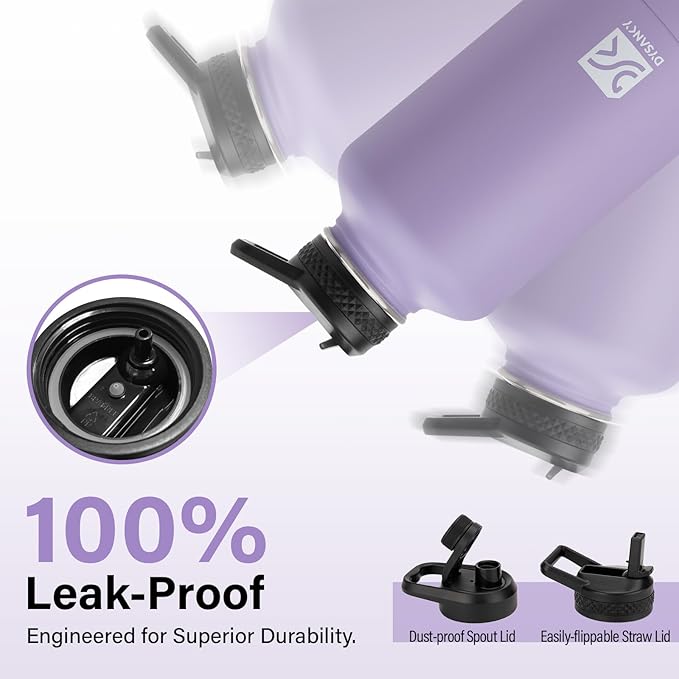 Insulated Water Bottle | Thickened Stainless Steel Vacuum Metal | Portable Sports Half Gallon Large Water Jug for Gym and Hiking with Straw, Carrier Bag, Handle Strap | BPA-Free 64 oz