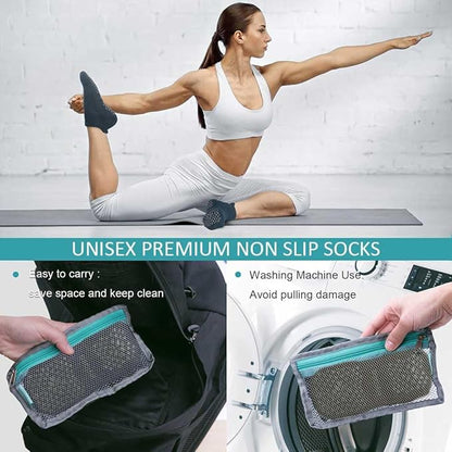 Hylaea Unisex Non Slip Socks with Grip for Yoga, Hospital, Pilates, Barre | Ankle, Cushioned