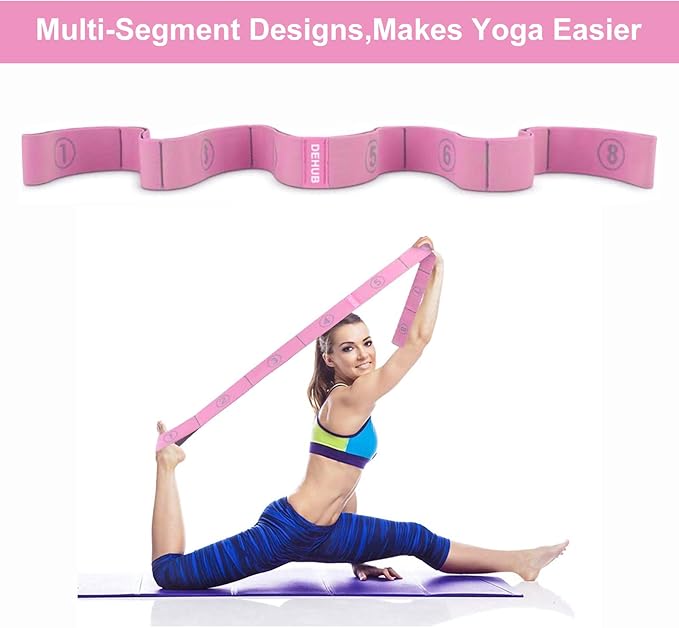 Stretch Strap, Elastic Yoga Stretching Strap, Multi-Loop for Physical Therapy, Pilates, Yoga, Dance & Gymnastics Exercise and Flexible Pilates Stretch Band