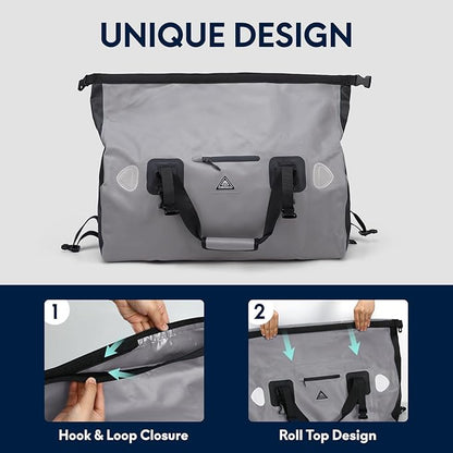 Haimont Waterproof Duffel Bag Roll-top Dry Duffel Bag with Quick-fixed Straps for Motorcycling, Rafting, Boating, SUP, Kayaking, Travel, 50L/70L