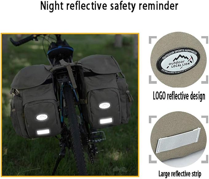 FANWU 50L Bike Panniers Bicycle Commuting Bag Waterproof Saddle Bags with Rain Cover for Bicycle Rear Rack Carrier, Support for Width Less Than 7 inches Bike Rack