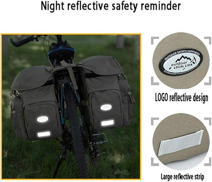 FANWU 50L Bike Panniers Bicycle Commuting Bag Waterproof Saddle Bags with Rain Cover for Bicycle Rear Rack Carrier, Support for Width Less Than 7 inches Bike Rack