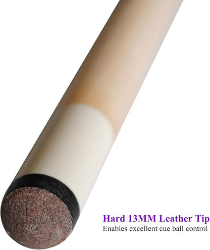 58" Pool Cue Stick,13mm 2-Piece Maple Hardwood Ergonomic Design Billiard Cues Kit,19/20/21oz