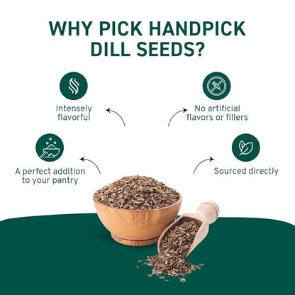 HANDPICK Dill Seeds (397g/14oz) Non GMO, Gluten Free, 100% Raw, Sourced from India, For Cooking, Drinks, Packed in Resealable Ziplock Pouch | For Pickling