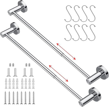 2 Pack Adjustable 16 to 27.6 Inch Single SUS304 Stainless (1" Diameter)