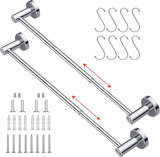 2 Pack Adjustable 16 to 27.6 Inch Single SUS304 Stainless (1" Diameter)