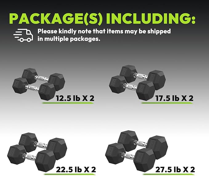 Hex Dumbbell Set, 30-480 lb Set Rubber Encased Exercise & Fitness Dumbbells, Weights Dumbbells Set, Hand Weight for Strength Training