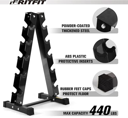 RITFIT 300/350/450/650/180/200/210 LB Rubber Hex Dumbbells Set with Optional Dumbbell Rack, Multi Weight Set to Choose, Ideal for Home Gym and Fitness