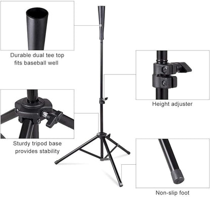 Goplus Batting Tee, Adjustable Baseball Softball Tripod for Batting Training Practice with Carrying Bag