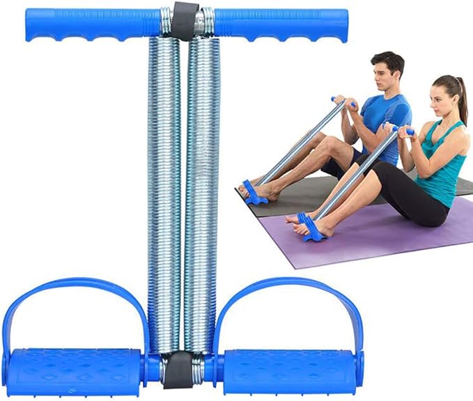 Elastic Sit Up Equipment, Pull Rope Dual Spring Tension Foot Pedal Sit Up Equipment for Abdominal, Leg Exerciser Tummy Trimmer Sport Fitness Slimming Training Bodybuilding at Home Gym