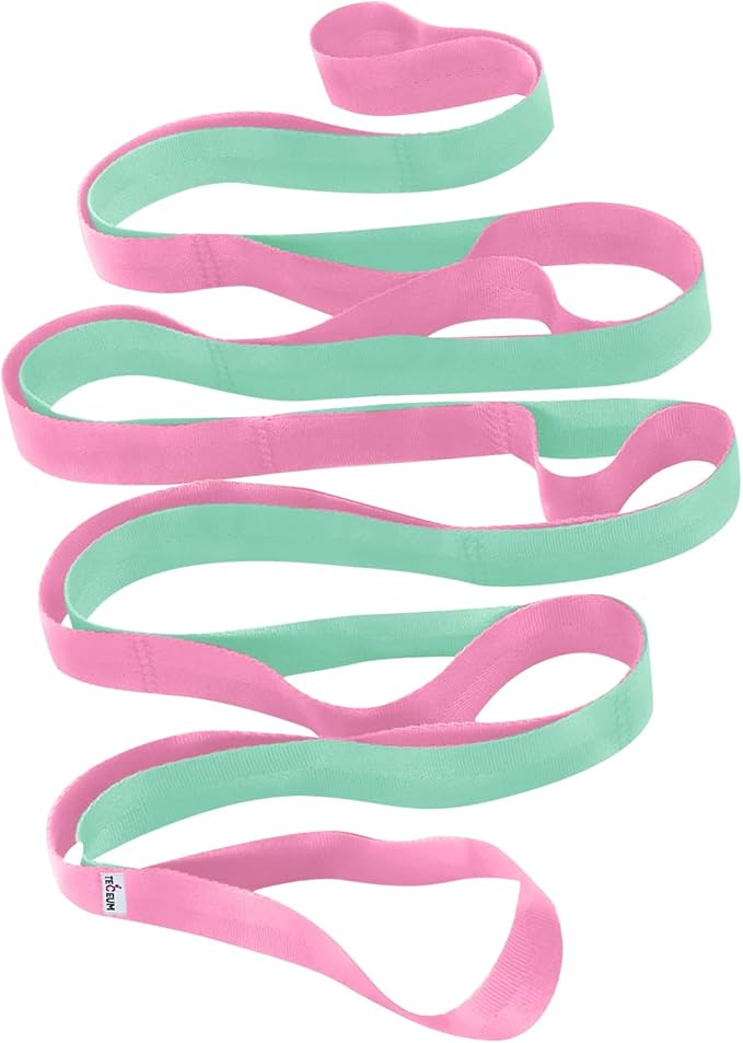 TECEUM Stretching Strap for Yoga & Physical Therapy – 10 Loops – Non-Elastic Leg Stretch Straps for Stretching, Exercising, Pilates, Post-Injury Rehabilitation for All Levels – Men & Women