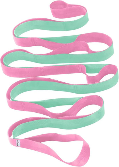 TECEUM Stretching Strap for Yoga & Physical Therapy – 10 Loops – Non-Elastic Leg Stretch Straps for Stretching, Exercising, Pilates, Post-Injury Rehabilitation for All Levels – Men & Women