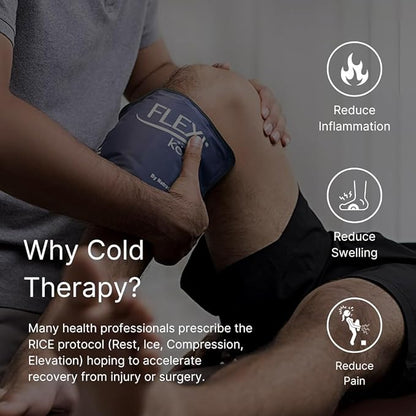 FlexiKold Reusable Gel Large Ice Pack with Straps – Cold Compress Gel Cold Pack for Injuries – Flexible Medical Ice Wrap for Back, Shoulders, Legs, Knees, Sciatica, Muscle Pain – Standard