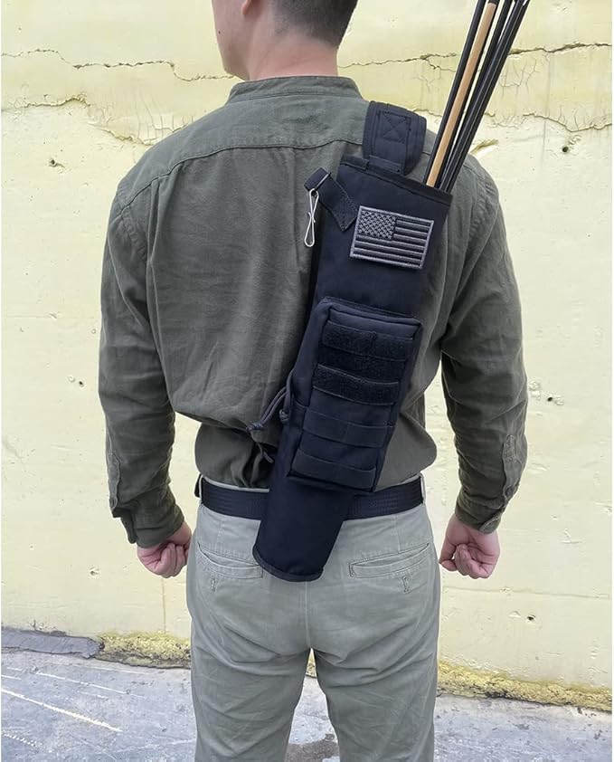 KRATARC Archery Lightweight Back Arrow Quiver Dual Use Foldable Compact Hip Arrows Bag with Molle System Pocket Hanged for Target Shooting Hunting