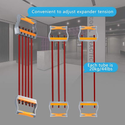 TOCO FREIDO Chest Expander | Arm Training, 5 Tubes Ajustable Arm Strength Trainer, Exercise Resistance Bands for Home Fitness Muscle Training Body Building