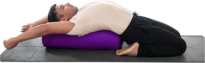 Yogikuti Iyengar Yoga Bolster for Restorative Yoga and Meditation – Lightweight Cotton Support Pillow with Handle for Easy Carry, Versatile for Pose Modification, Balance, Back Relief, and Relaxation