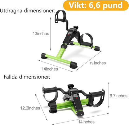 Pedal Exerciser Desk Exercise Bike Leg and Arm Bike with LCD Monitor Foldable (black/green)
