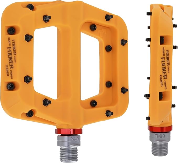 FOOKER MTB Pedals Mountain Bike Pedals 3 Bearing Non-Slip Lightweight Nylon Fiber Bicycle Platform Pedals for BMX MTB 9/16"