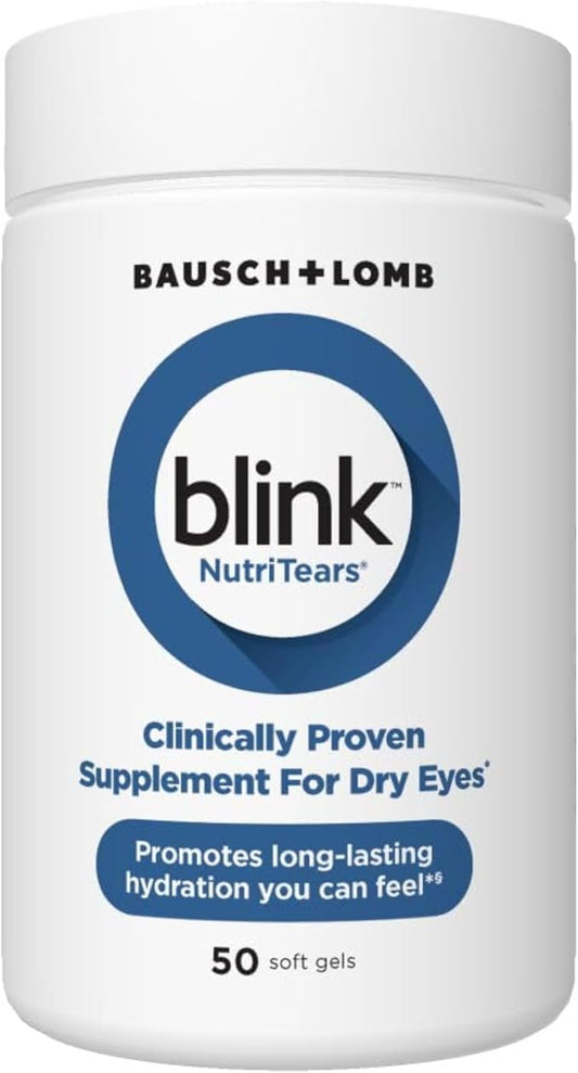 BLINK NutriTears Clinically Proven Supplement for Dry Eyes, 50 Softgels, Eye Care Supplement to Hydrate Eyes from Within for Long Lasting Relief You Can Feel