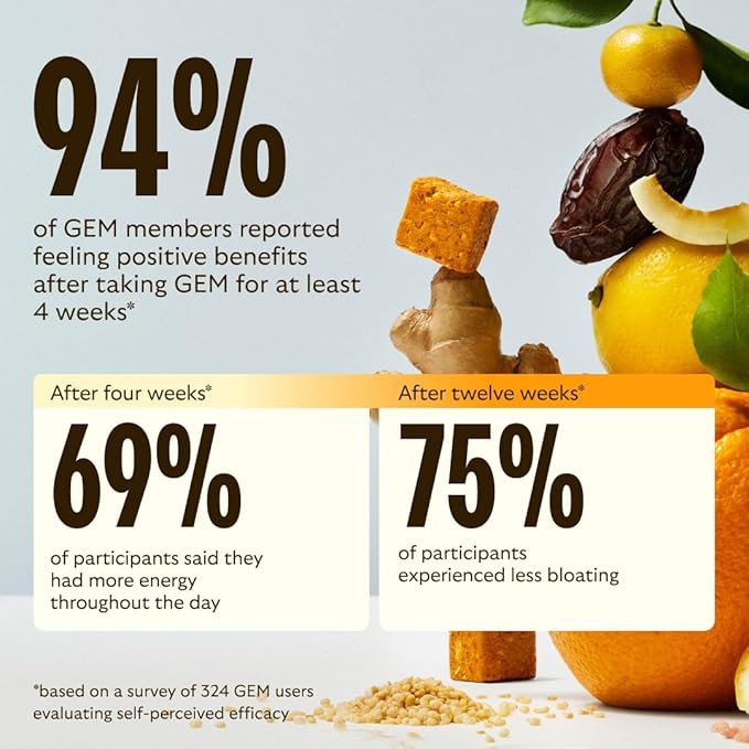 GEM Daily Superfood and Energy Support for Women & Men, Natural Whole Foods with Essential 20+ Whole-Food Vitamins, Minerals, superfoods, prebiotics, Clean Energy Variety Pack, 28 Servings