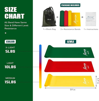 Resistance Bands, Exercise Bands, Physical Therapy Bands for Strength Training, Yoga, Pilates, Stretch Elastic Band with Different Strengths, Workout Bands for Home Gym