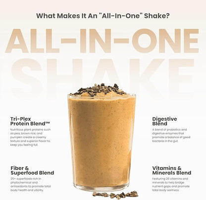 310 Nutrition All-In-One Meal Replacement Shake Powder - Plant-Based Protein Smoothie Blend w/High Fiber, Probiotics & Adaptogens - Low Carb, Vegan, Keto & Paleo Friendly - Caramel Sundae - 28 Srv